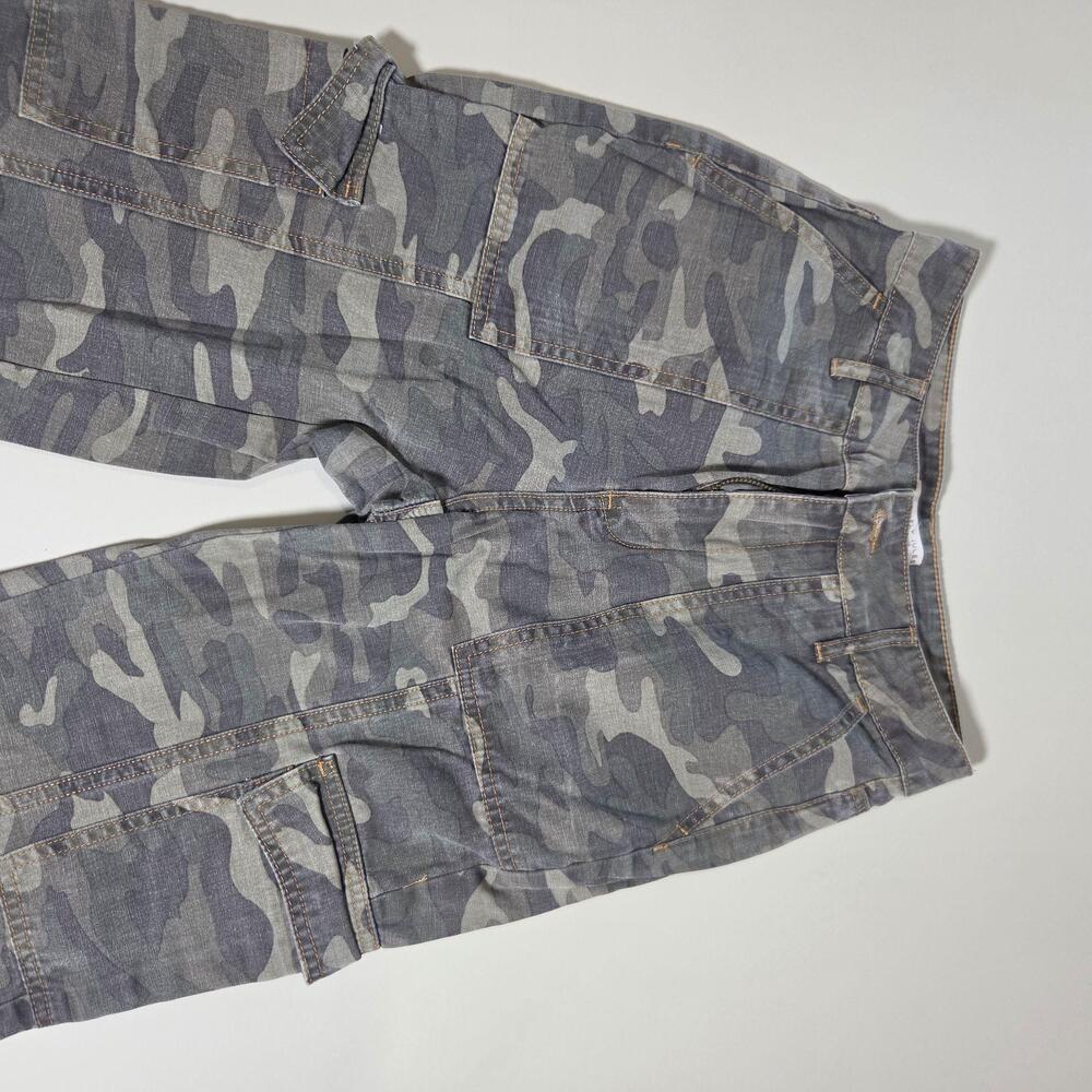 Sincerely Jules Pants Womens 1/24 Gray Camo Cargo Twill Utility Pockets Army